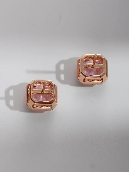 YOUH Brass Cubic Zirconia Pink Geometric Dainty Stud Earring 1