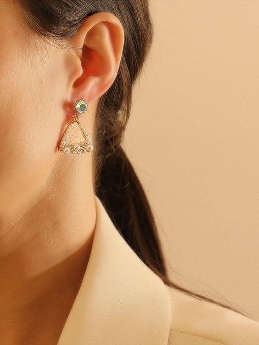 HYACINTH Brass Imitation Pearl Triangle Bohemia Stud Trend Korean Fashion Earring 2