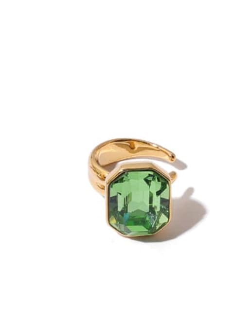Green (single ) Brass Glass Stone Square Minimalist Single Earring(Single -Only One)