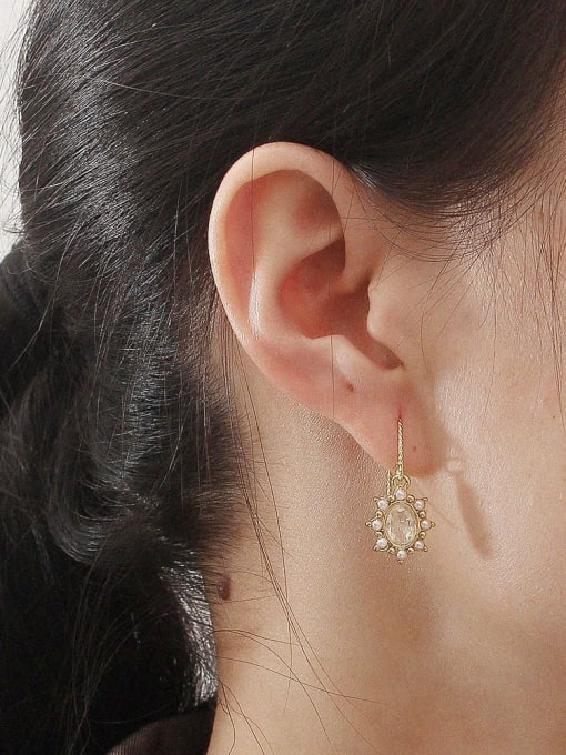 HYACINTH Brass Imitation Pearl Geometric Vintage Hook Trend Korean Fashion Earring 2