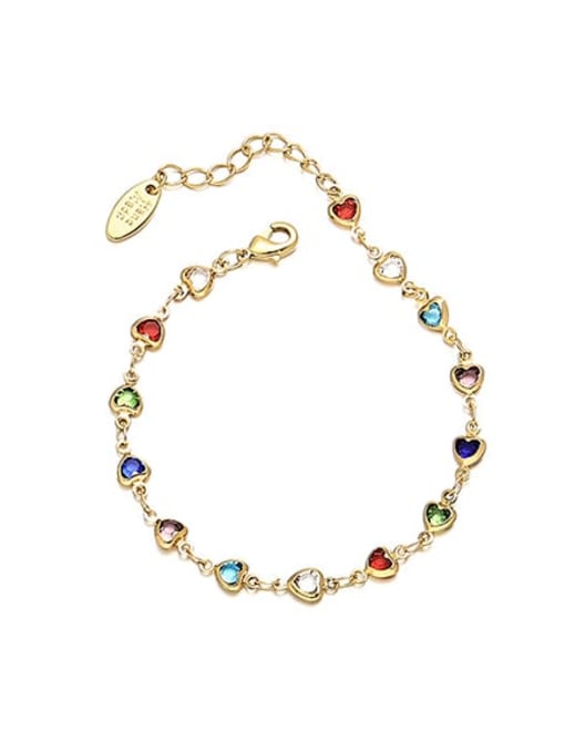 Little Love Gold Bracelet Brass Glass Stone Heart Minimalist Necklace