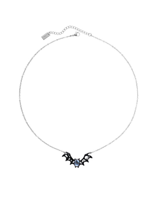Bat necklace Brass Cubic Zirconia Black Enamel Insect Hip Hop Necklace