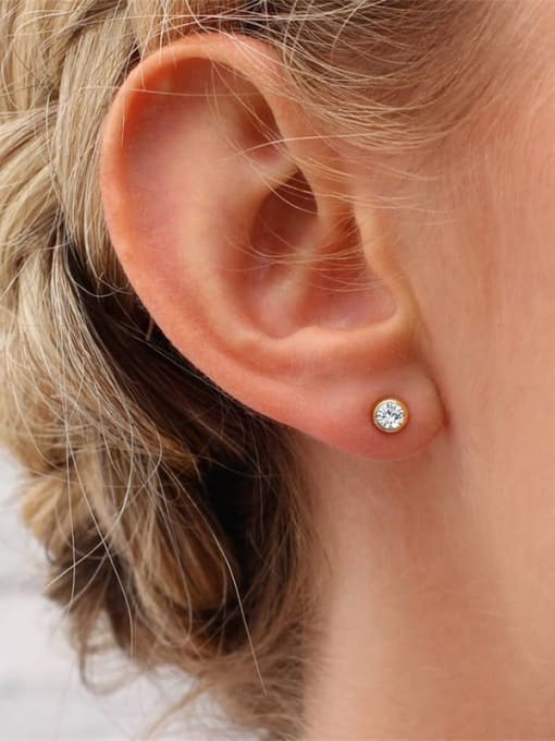 COLSW Stainless steel Birthstone Geometric Minimalist Stud Earring 1