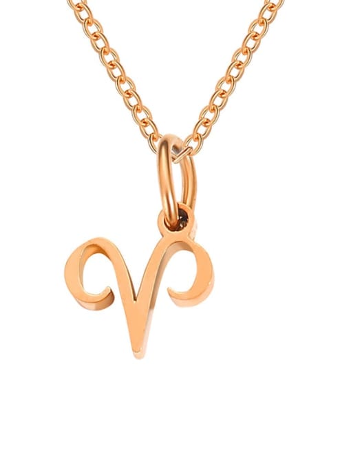 Aries Rose Gold Stainless steel Constellation Minimalist Necklace