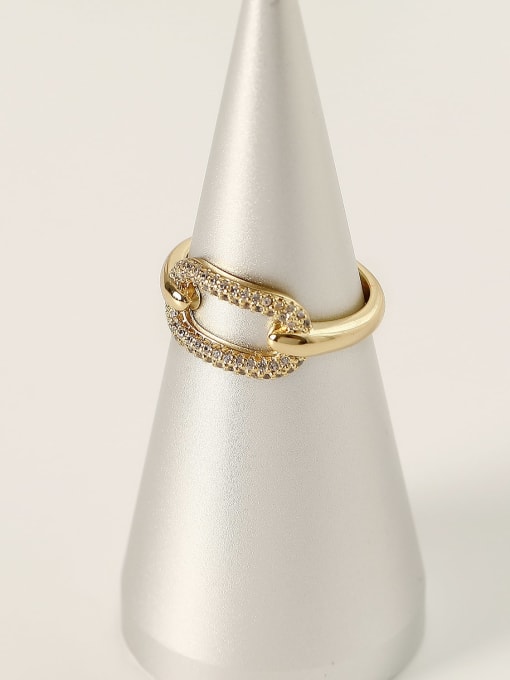 14k Gold Brass Cubic Zirconia Geometric Minimalist Band Fashion Ring