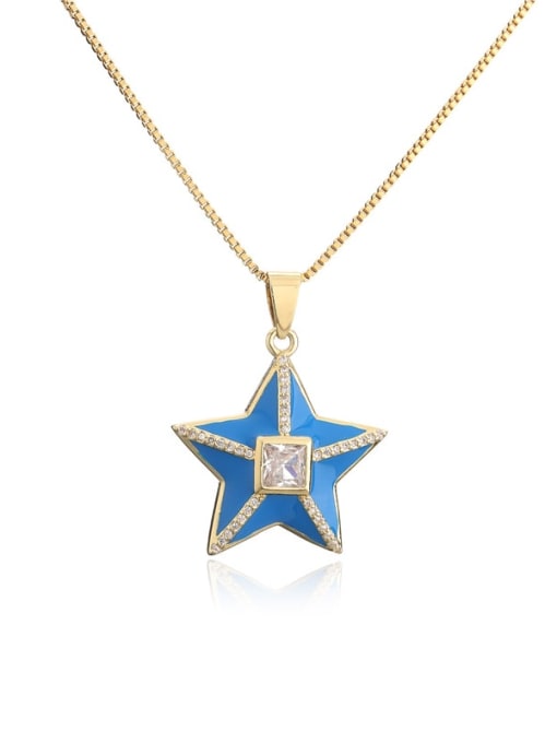 20912 Brass Rhinestone Enamel Star Ethnic Five-pointed star Pedant Necklace