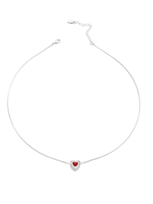 Five Color Brass Enamel Heart Minimalist Necklace 0