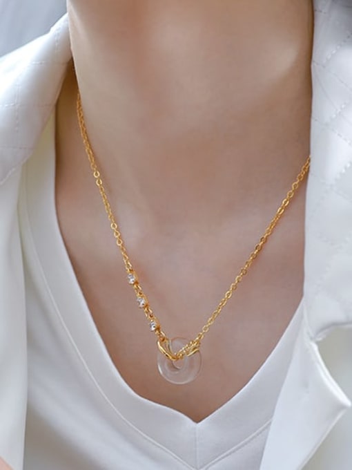 ACCA Brass Glass Stone Geometric Vintage Necklace 1