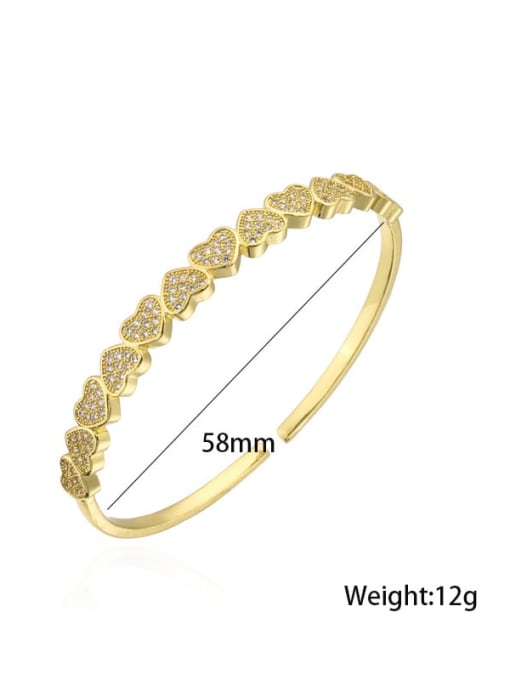 AOG Brass Cubic Zirconia Heart Vintage Band Bangle 2