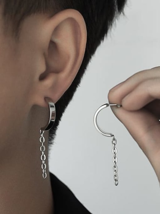 TINGS Titanium Steel Tassel Minimalist Drop Earring 1
