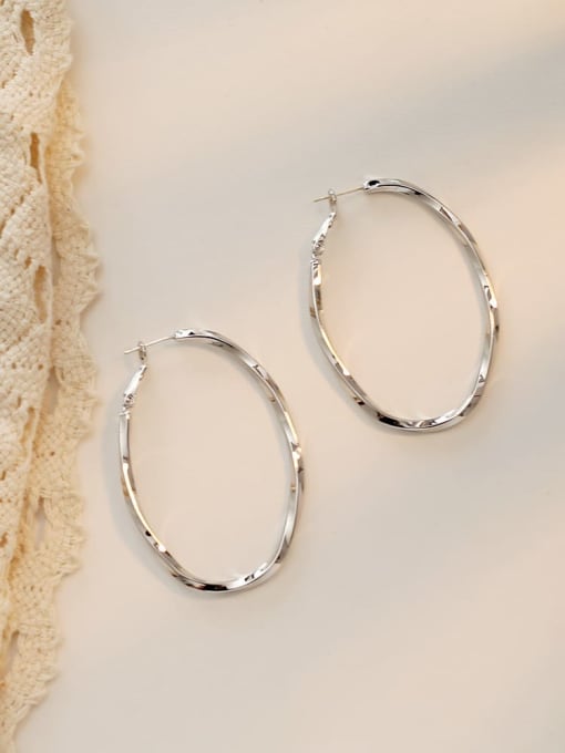 HYACINTH Copper Hollow Oval Minimalist Hoop Trend Korean Fashion Earring 2