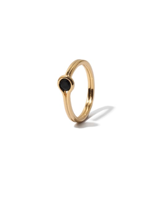 Black zircon Brass Cubic Zirconia Geometric Minimalist Band Ring