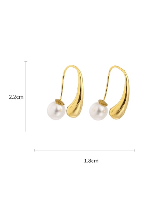 Five Color Brass Imitation Pearl Geometric Vintage Hook Earring 2