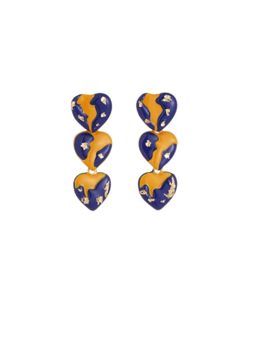 Five Color Brass Enamel Heart Minimalist Drop Earring 0
