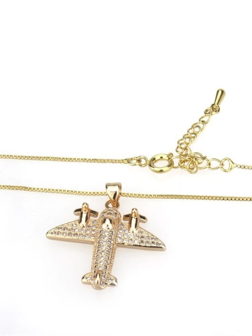 renchi Brass cubic zirconia  vintage aircraft Pendant Necklace 4