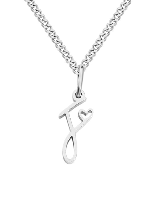 F  steel color Stainless steel Letter Minimalist Necklace