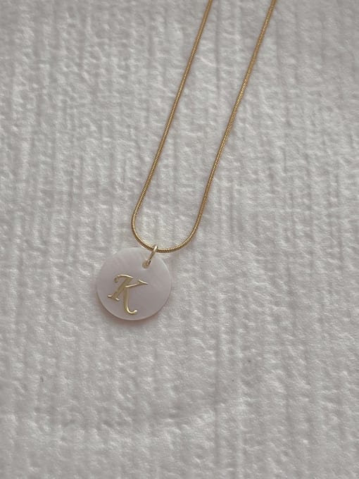 K Letter Pendant Necklace Stainless steel Shell Letter Minimalist Necklace