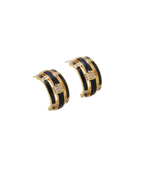 Five Color Brass Enamel Geometric Minimalist Stud Earring 0