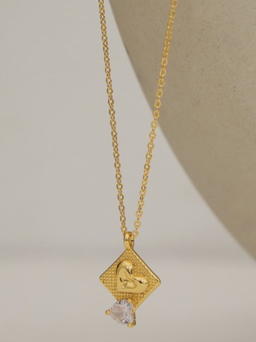 Five Color Brass Cubic Zirconia Heart Minimalist Necklace 2