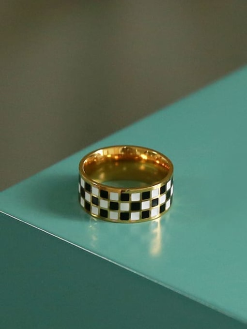 Five Color Brass Enamel Geometric Vintage Band Ring 2