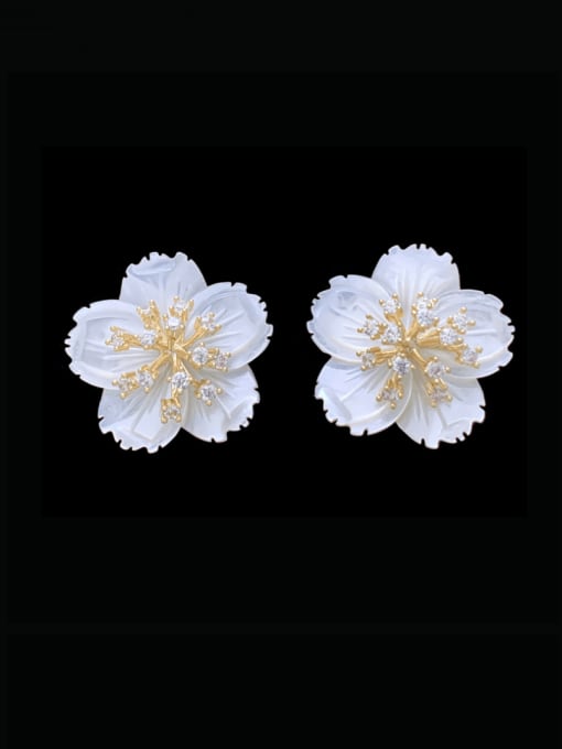 SUUTO Zinc Alloy Shell Flower Vintage Stud Earring