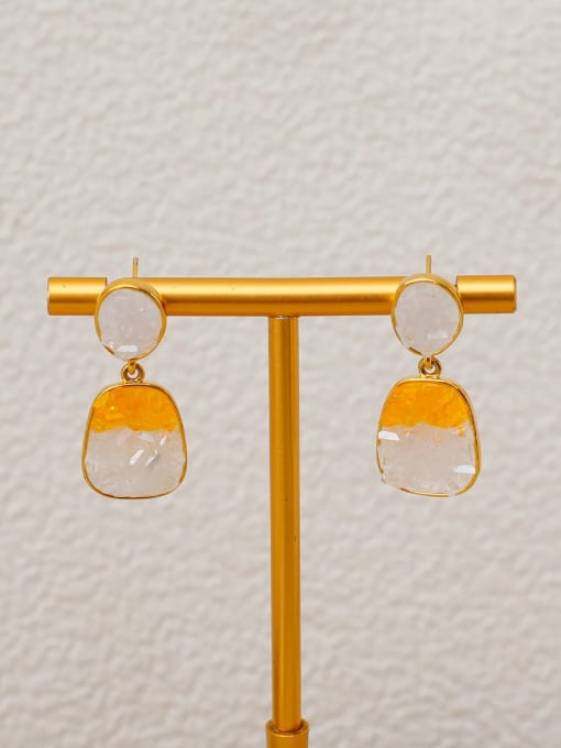 16K gold Brass Synthetic Crystal Geometric Minimalist Stud Earring