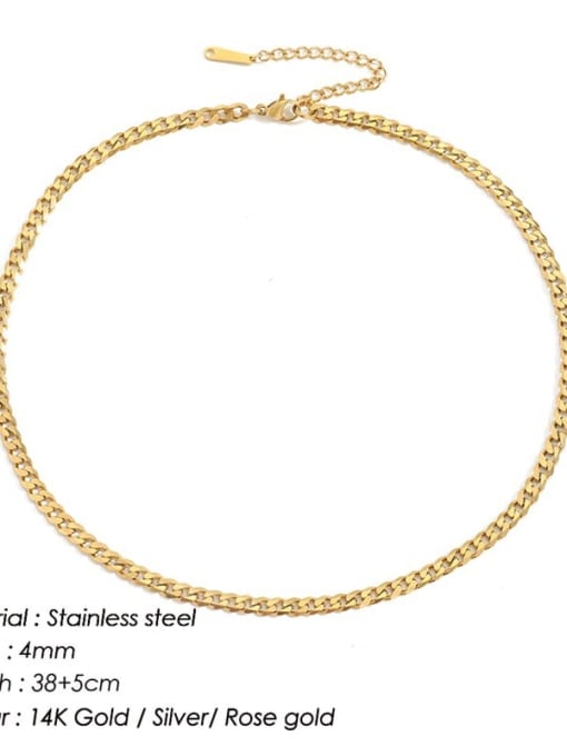 Gold 4mm 38+5cm Stainless steel Geometric Vintage Hollow  Geometric  Chain Necklace