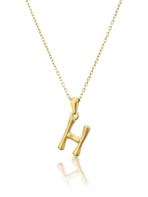 H Titanium Rhinestone minimalist letter Pendant Necklace
