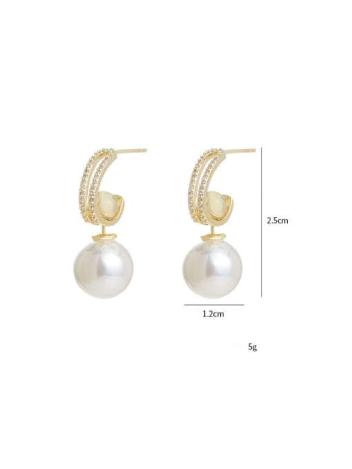 YOUH Brass Imitation Pearl Geometric Dainty Drop Earring 3