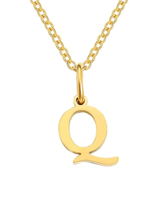 Q Gold Stainless steel Letter Minimalist Necklace
