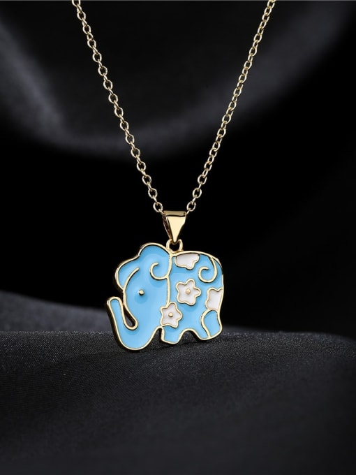 AOG Brass Enamel Elephant Vintage Necklace 3