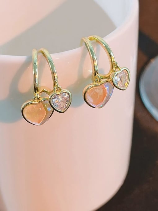 Gold ED00604 Brass Cubic Zirconia Heart Dainty Stud Earring