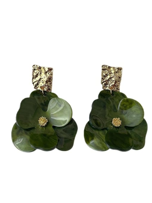 ZRUI Brass Acrylic Flower Minimalist Drop Earring 3