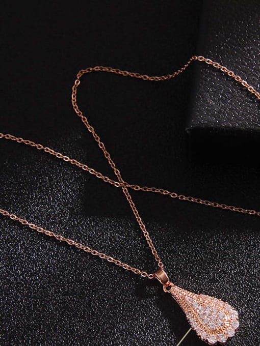 A202 Copper Cubic Zirconia Water Drop Trend  House Bag Pendant Necklace
