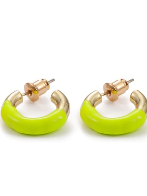 Fluorescent yellow Brass Enamel Geometric Minimalist Stud Earring