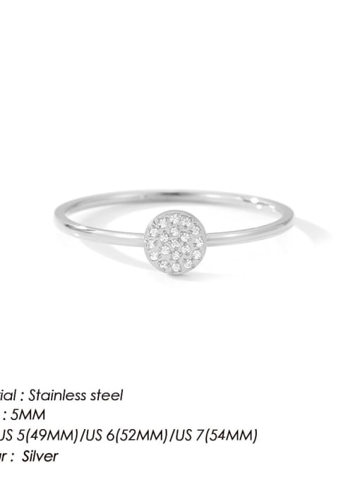 Steel color Stainless steel Cubic Zirconia Round Minimalist Band Ring
