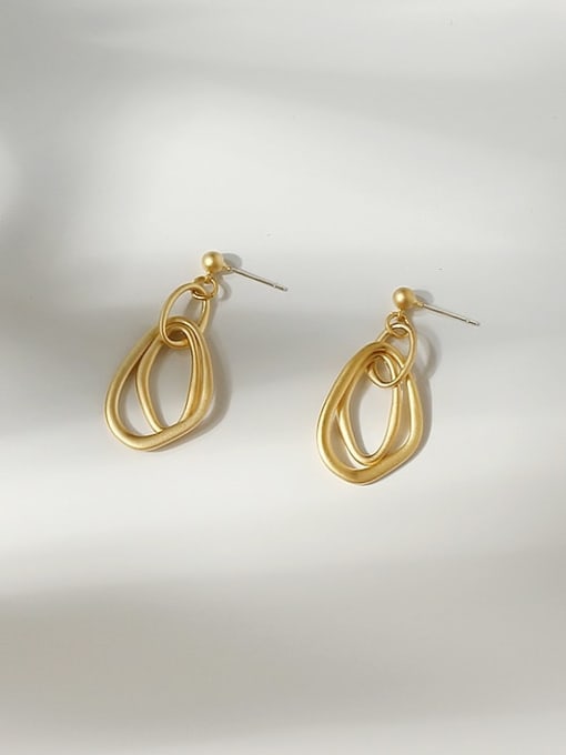 HYACINTH Copper Hollow Geometric Minimalist Drop Trend Korean Fashion Earring 2