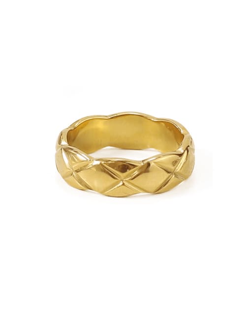 Narrow face gold Titanium Steel Geometric Vintage Band Ring