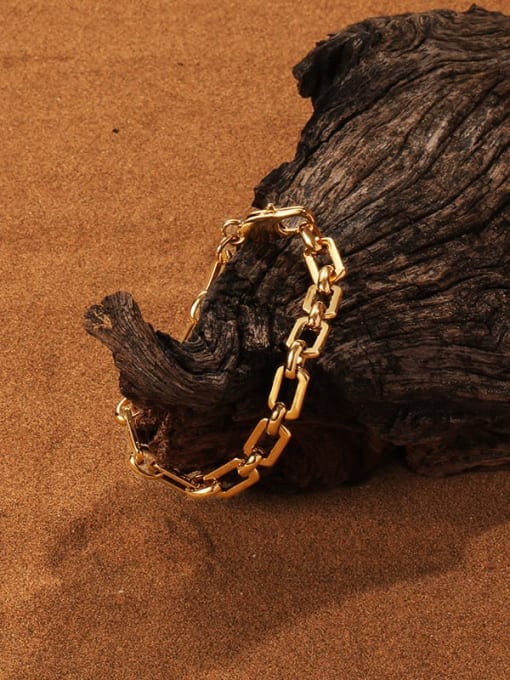 TINGS Brass Hollow Geometric Chain Vintage Link Bracelet 0