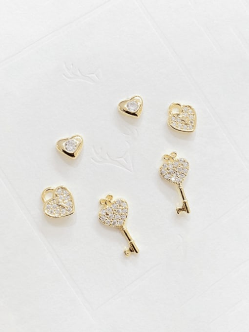 Gold E019 Brass Cubic Zirconia Heart Minimalist Stud Earring