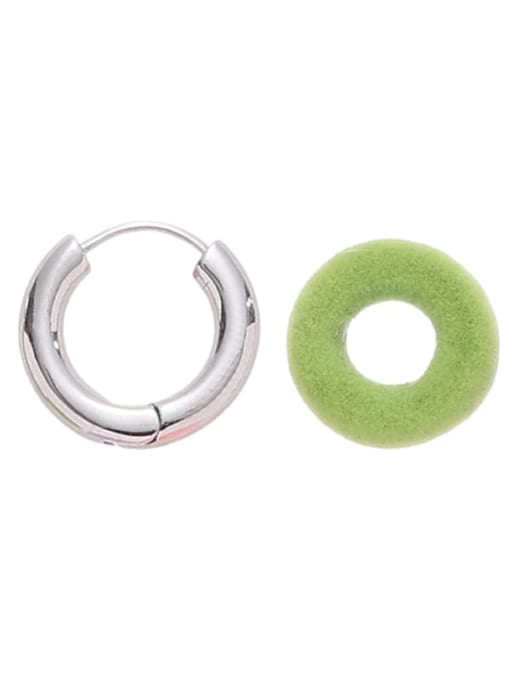 Platinum circular green accessories   -S Brass Enamel Geometric Minimalist Huggie Earring