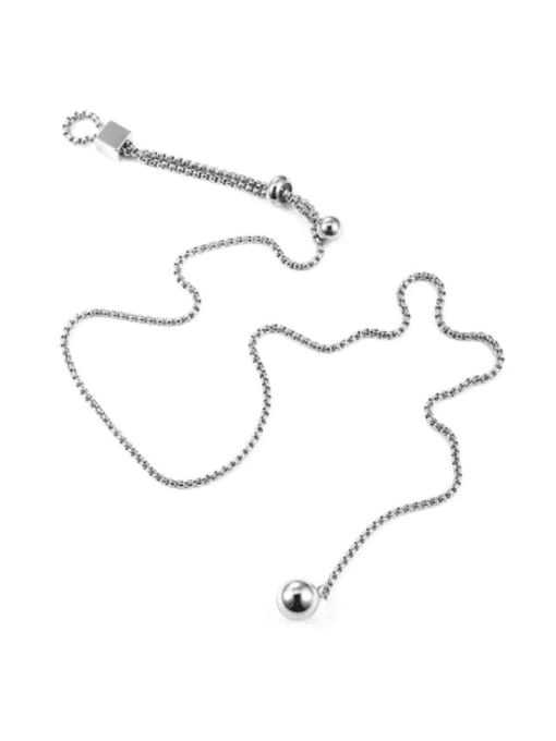 TINGS Titanium Steel Ball Minimalist Long Strand Necklace