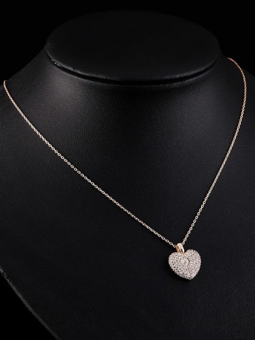 YILLIN Brass Cubic Zirconia Heart Minimalist Necklace 3