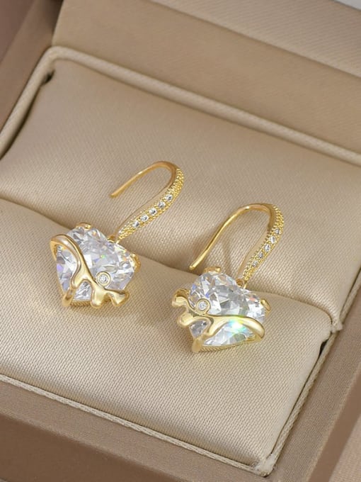 Gold ED65757 Brass Cubic Zirconia Geometric Dainty Stud Earring