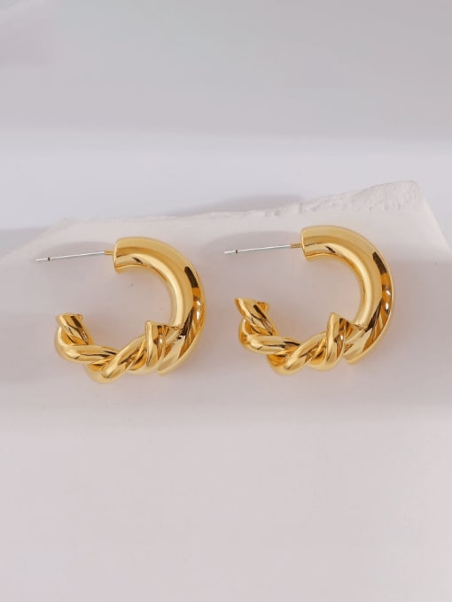HYACINTH Brass Geometric Vintage Stud Earring 2