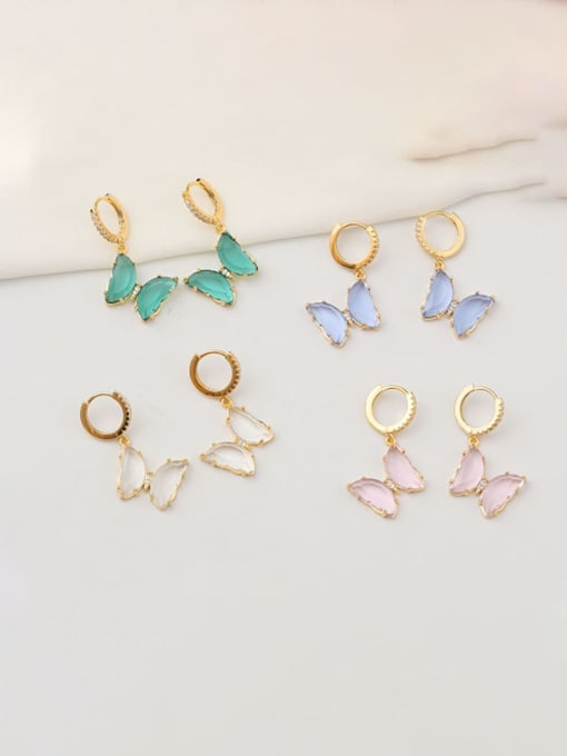 HYACINTH Brass Imitate crystal Butterfly Dainty Drop Trend Korean Fashion Earring 1