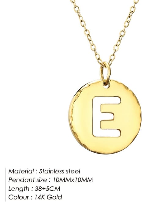 E 14 K gold Stainless steel Letter Minimalist Necklace