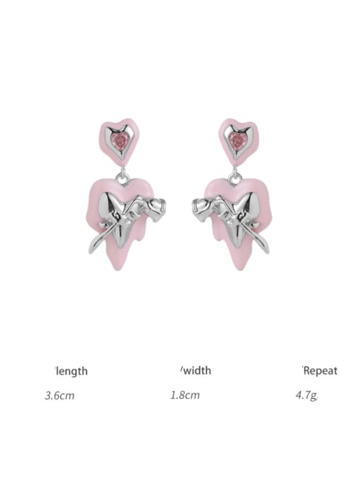 Love earrings sold in pairs Brass Cubic Zirconia  Hip Hop Heart Earring Ring and Necklace Set
