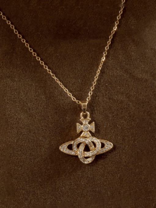 16K gold Brass Cubic Zirconia Star Trend Necklace