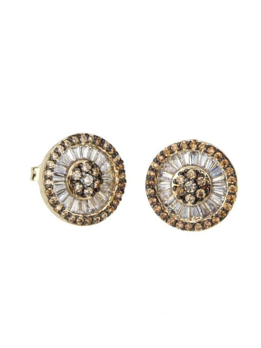renchi Brass Cubic Zirconia Round Vintage Stud Earring 2